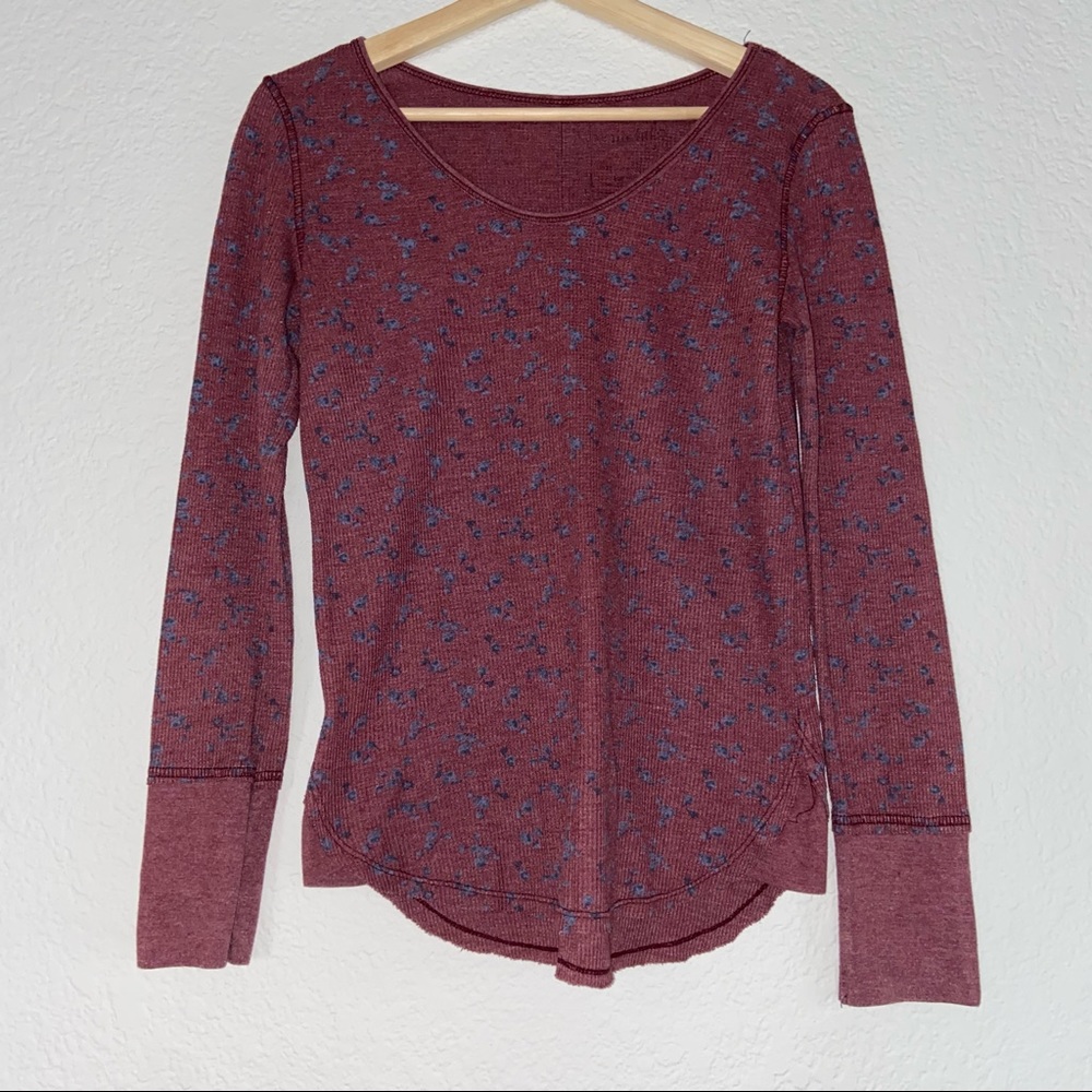 Free People floral thermal top size S in burgundy
